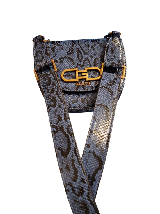 Guess Handbags - GUESS Blue Snake Print Crossbody Bag with Gold Logo